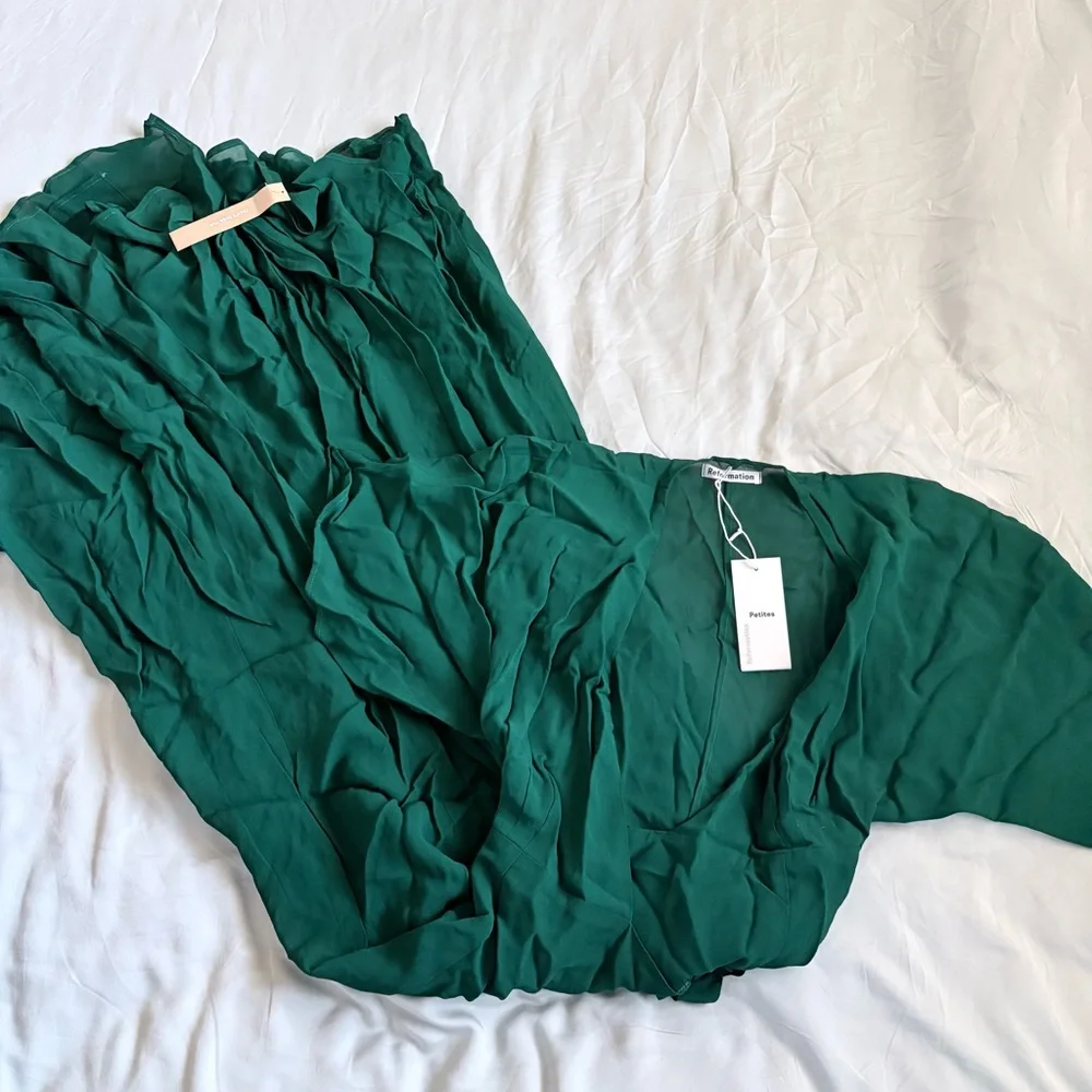 Reformation Winslow Emerald Green Wrap Maxi Dress - Picture 5 of 6